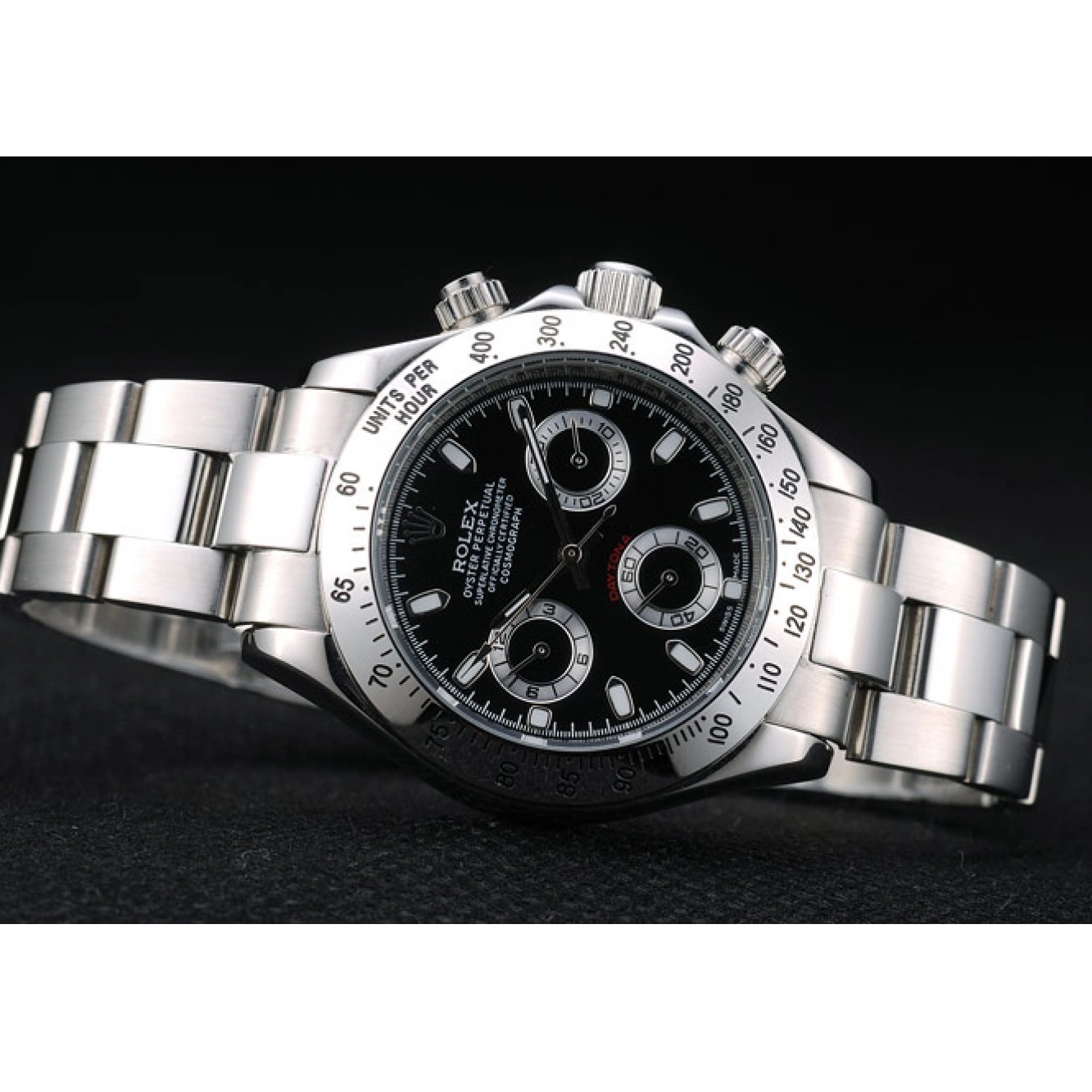Aaa replica watch Lady Stainless Case Dial Tachymeter Rolex Black Steel Daytona 0715